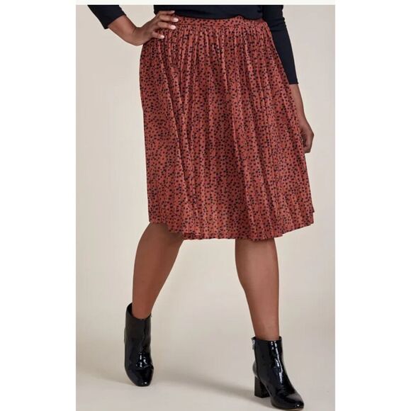 NEW WITH TAGS ELOQUII Elements Pleated Skirt Maxi Skirt Womens BROWN AND BLACK P - Picture 2 of 7